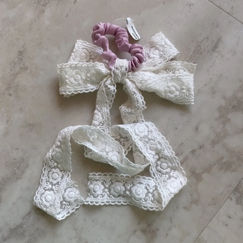 Anthropologie Lace Bow Hair Scrunchie